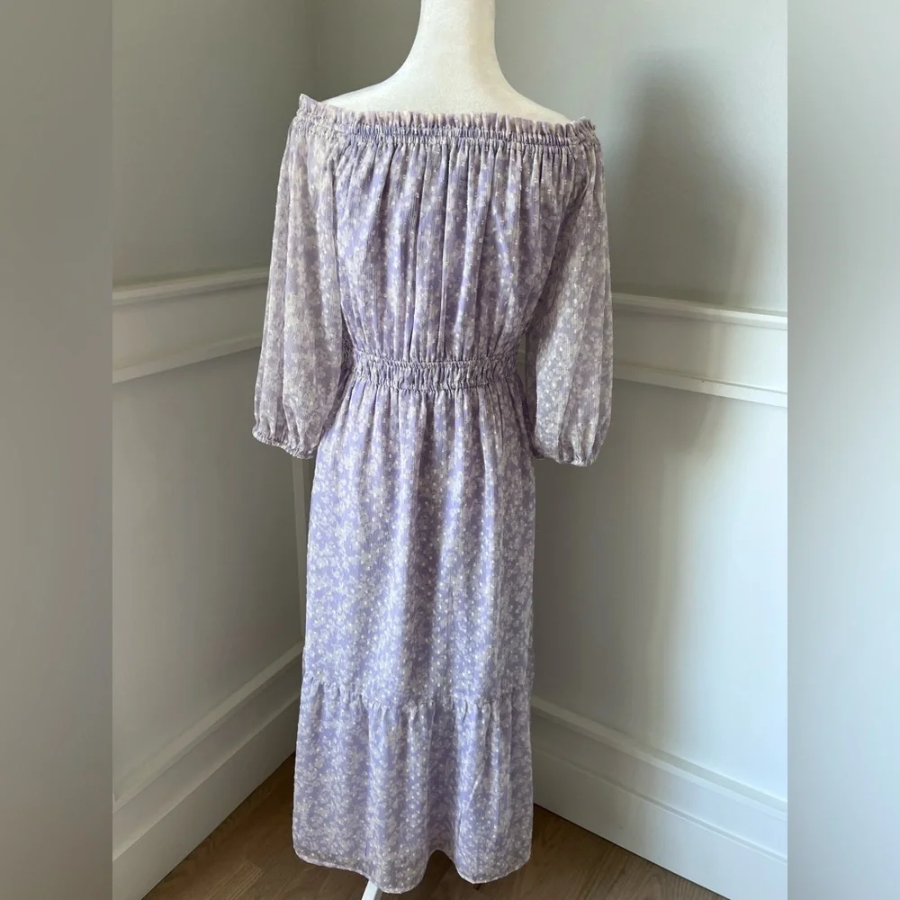 LOFT Lavender Off-Shoulder Maxi Dress - Picture 7 of 10